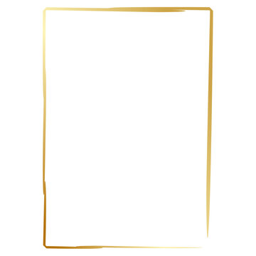 Abstract gold brush stroke rectangular border frame on white background