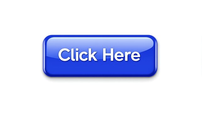 Blue gradient click here button with white text isolated on white