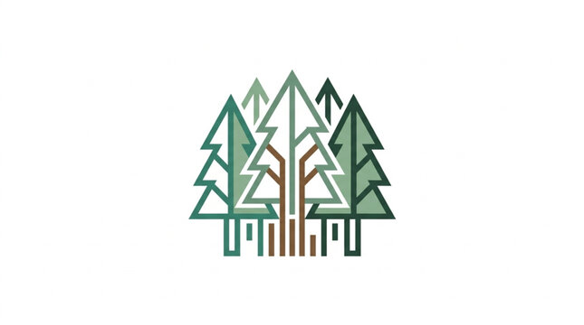 Stylized Evergreen Trees Forest Graphic Design.