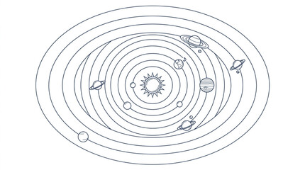 Solar System Diagram Showing Planets Orbiting the Sun. © Ahmad