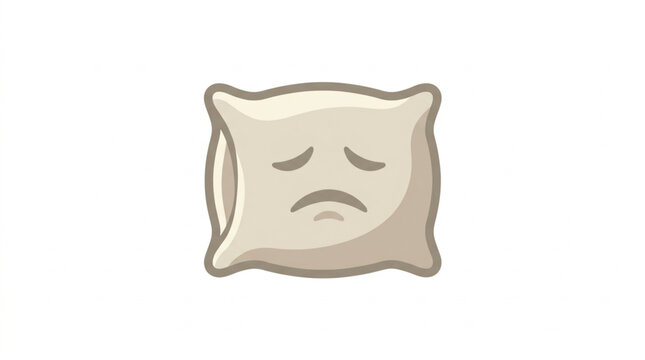 Sad Pillow Illustration with a Frowning Face.