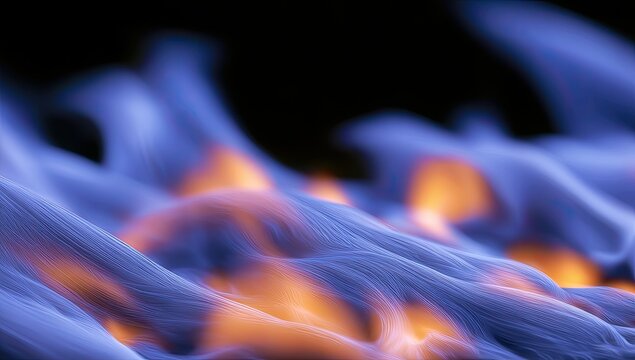 Intense blue and orange flames dance with fluid, ethereal motion