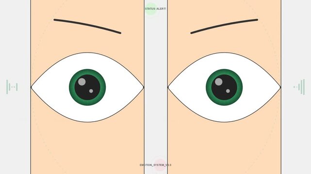 AI Emotion Recognition Interface with Green Eyes Display