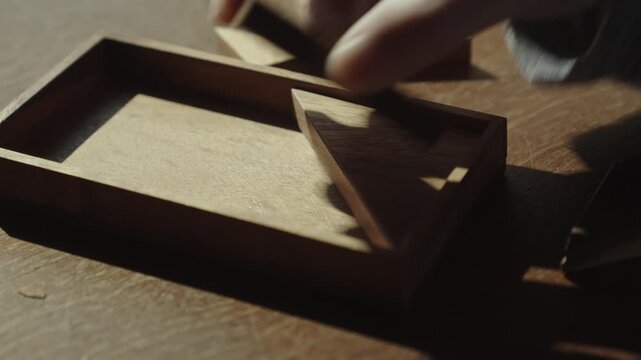 Close-up of puzzle pieces being methodically arranged into their correct positions. Represents logic, problem-solving, spatial reasoning, and achieving order from complexity.