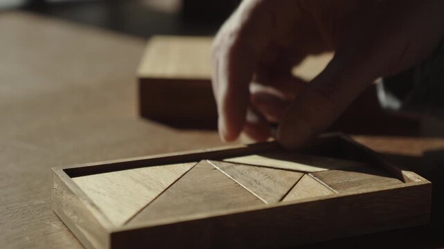 Close-up of the last puzzle piece snapping into place. Represents achievement, success, clarity, problem-solving, and the rewarding moment of completion.