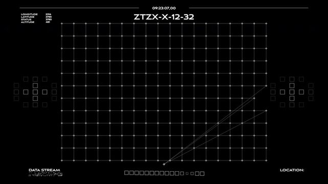 An advanced sci-fi CCTV security camera interface with an animated HUD overlay grid, perfect for surveillance thrillers, military technology, and cyber control room concepts.