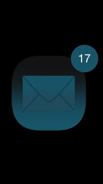 An email box and counter badge showing numbers climbing quickly on a digital app icon, capturing inbound customer support growth and successful email marketing traffic.