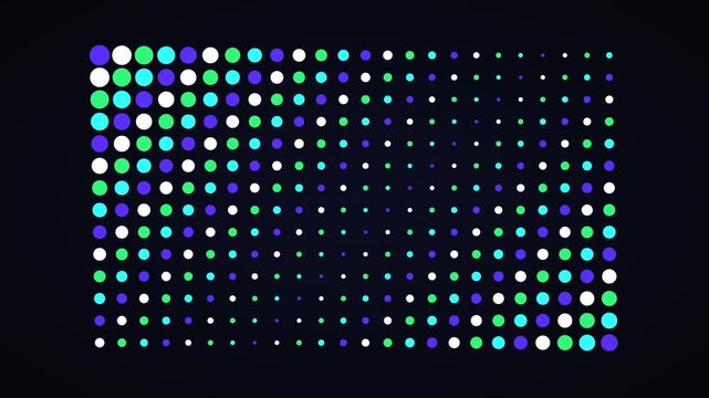 Abstract digital pulse background, with pulsing neon, circles and dynamic, dot matrix pattern technology
