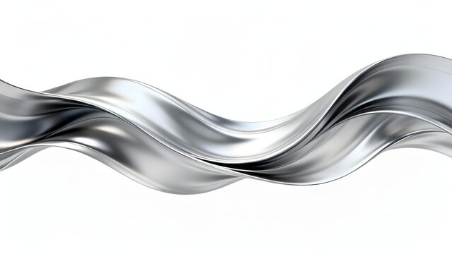 Abstract metallic wave design with smooth, flowing curves and reflective surface
