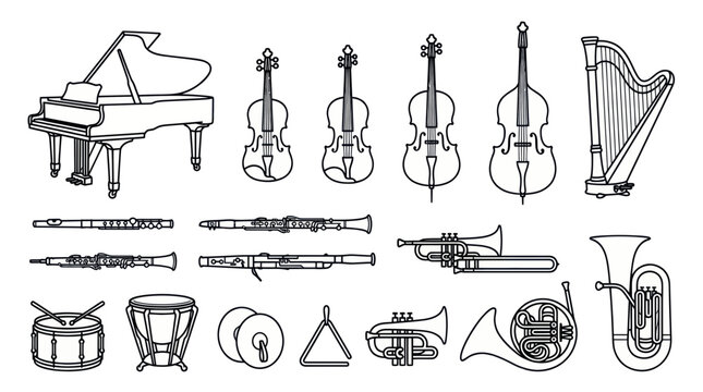 Orchestral Musical Instruments Collection - Hand Drawn Style