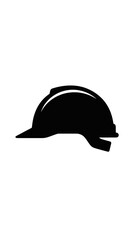 Fototapeta premium Black hard hat silhouette on white background, safety helmet icon
