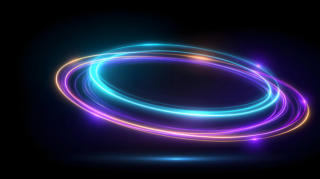 neon glow rings floating futuristic, abstract colorful background