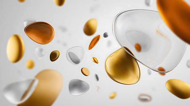 abstract metallic shapes floating