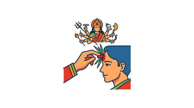 Hindu Tilak Ceremony Ritual Illustration