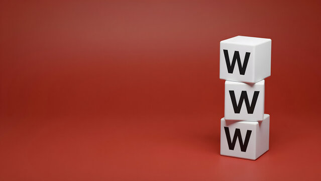 Three white stacked cubes with the letter W printed on each against red