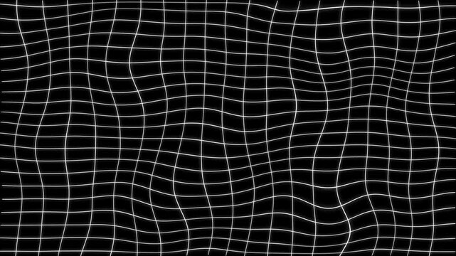 Abstract wavy grid motion background, distorted geometric lines animation, seamless digital technology pattern