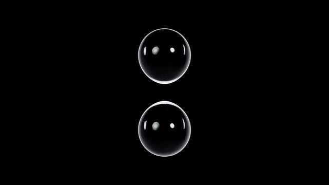 3D Glossy Black Spheres Merging and Separating - Seamless Loop