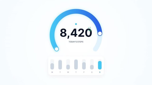 Step Counter Bar Chart Weekly Stats Fitness UI Component Animation Loop Seamless