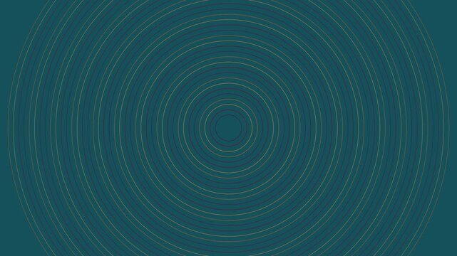 Minimalist concentric circles motion background, teal and gold abstract geometric pattern loop