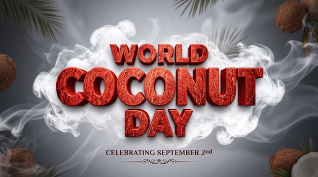 world coconut day typography art