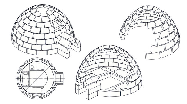 Igloo Construction Blueprint and Views