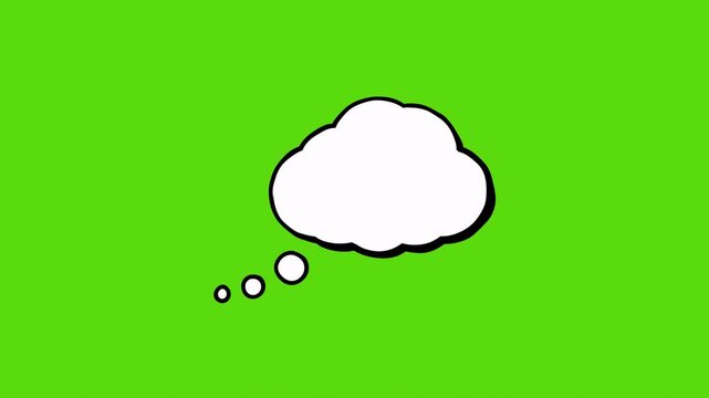 Green screen Talk Thinking cartoon cloud doodle bubble animation 4k