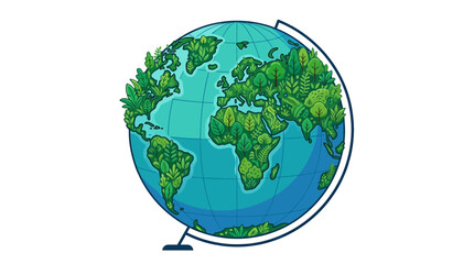 Obraz premium Green Earth Globe with Trees and Plants