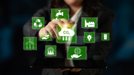 Obraz premium ESG concept integrates environmental, social, and governance practices to promote sustainability, responsibility, and ethical business development Latch