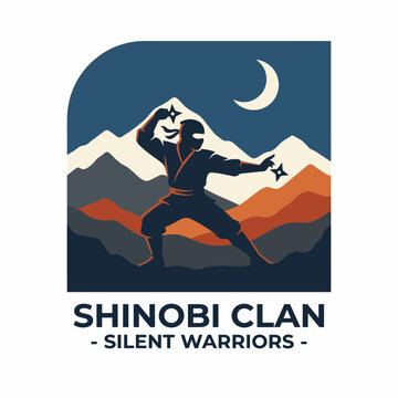 This striking image captures a ninja poised in action, representing stealth and agility, with a serene mountainous landscape enhancing the silent warrior theme.