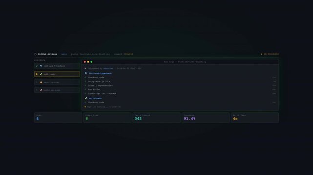 CI/CD Pipeline Terminal Animation - Continuous Integration Build CLI 4K Seamless Loop