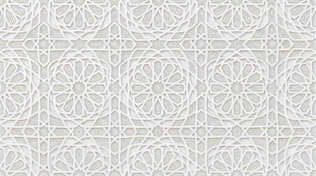 Moroccan tile pattern white geometric wall surface with moroccan seamless geometric background