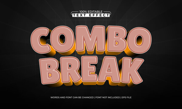 Combo Break 3D Retro Text Effect - Editable Gaming EPS