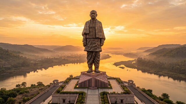 Statue of Unity Inspired Patriotic Monument Panorama