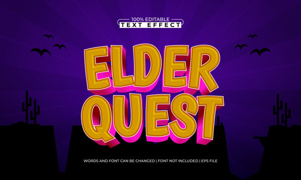 Elder Quest 3D Cartoon Text Effect - Editable Game Title EPS