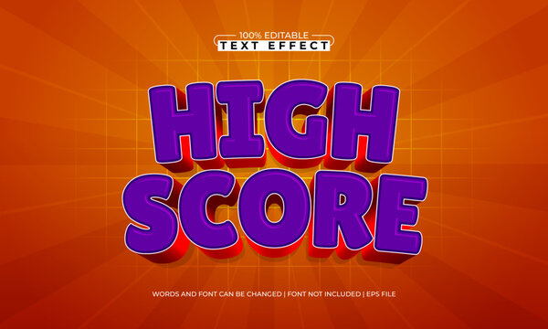 High Score 3D Retro Text Effect - Editable Gaming EPS