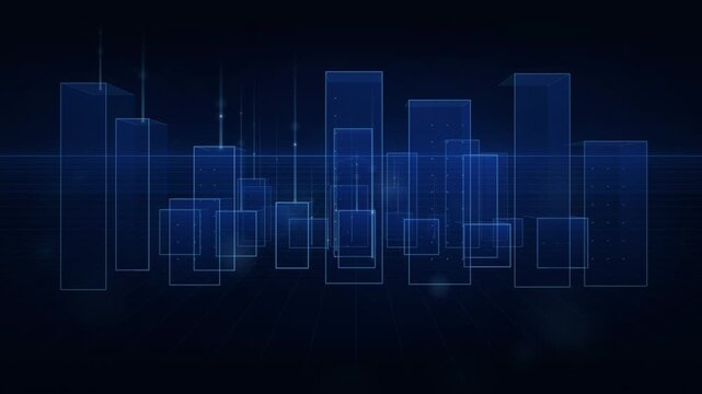 Cybernetic City Block Emerging from Digital Grid