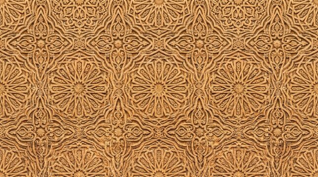 Moroccan tile pattern with intricate carved wood relief surface moroccan seamless geometric