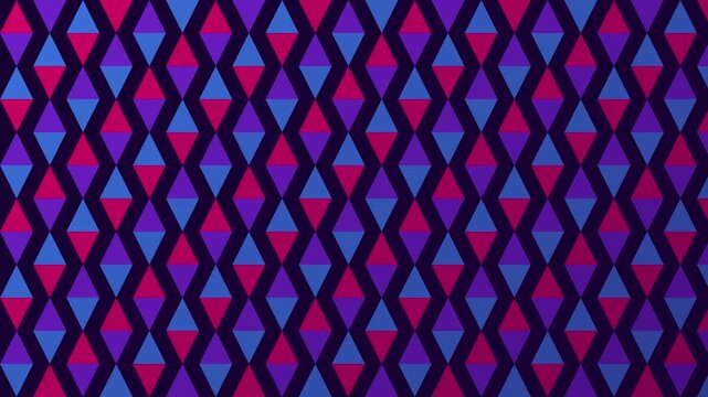 Abstract geometric diamond pattern motion background, in vibrant purple, and blue tones, rhombus