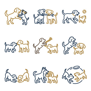 Dogs Playing Together Outdoors.