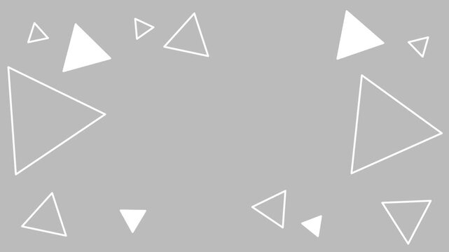Animated geometric triangles on grey background, modern minimalist loop