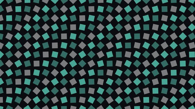 Abstract geometric motion background, with rotating teal, and grey squares, pattern