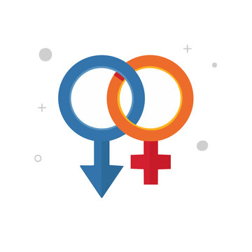Interlocking male and female gender symbols vector icon