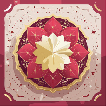 Mandala Cherry Pie Flat Vector Illustration