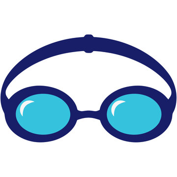 Blue swim goggles flat vector icon