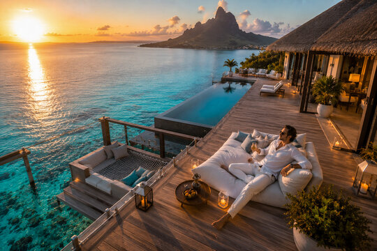 Luxury Resort Balcony At Sunset