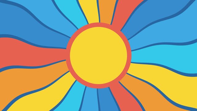 Vibrant colorful sun illustration with rays