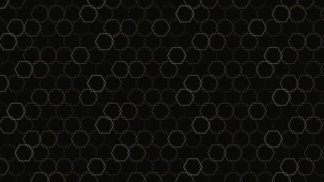 Minimalist hexagon pattern background, abstract geometric motion loop, dark tech aesthetic