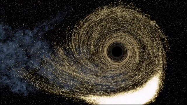 Cosmic black hole with glowing matter accretion disk in deep space