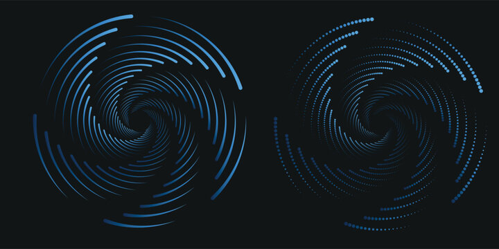 Abstract circle round frame by lines wavy flowing black gradient isolated on transparent background. Vector in concept modern, technology, science, music.