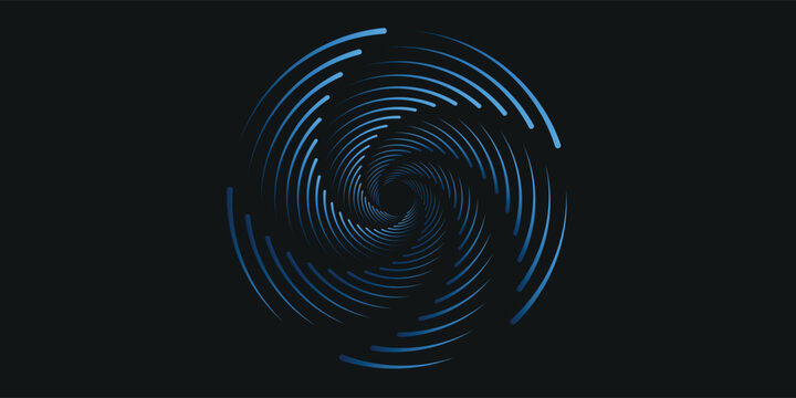 Abstract circle round frame by lines wavy flowing black gradient isolated on transparent background. Vector in concept modern, technology, science, music.